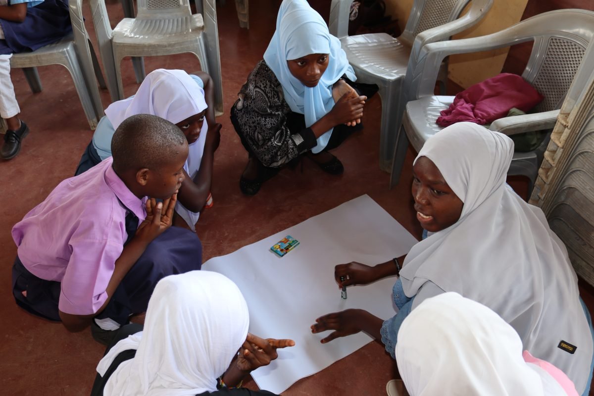 Students enjoying a learning session in the community library.